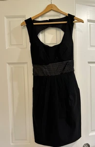 womens black mini dress tuxedo style cut out back special occasions dress - Picture 1 of 9