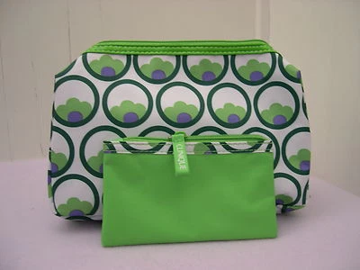 Estuche Bolsa de Maquillaje Cosmético Clinique Blanco Verde Púrpura 2 Piezas + Estuche Pequeño Verde Foto 1 de 4