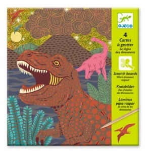 Dinosaur Scratch Board Art 4 Designs Children’s Creative Play Art Craft Djeco - Picture 1 of 5