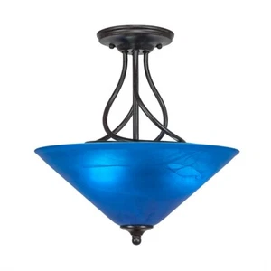 Toltec Capri 3 Bulb Semi-Flush Mount, Granite, 16" Blue Italian - 909-DG-415 - Picture 1 of 1