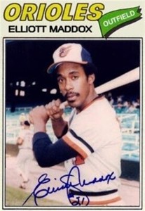 Custom made 1977 Topps-style Baltimore Orioles Elliott Maddox Baseball card