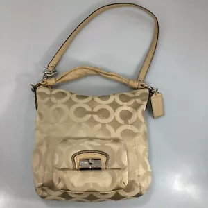 Bolso Bandolera Coach Kristin Beige OP Art Hobo Satén Convertible de Hombro 14753 - Imagen 1 de 9