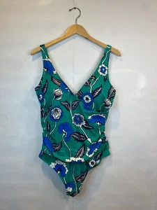 Traje de baño Boden para mujer talla 16/18R verde azul floral envolvente frontal de una pieza usado en excelente estado - Imagen 1 de 6