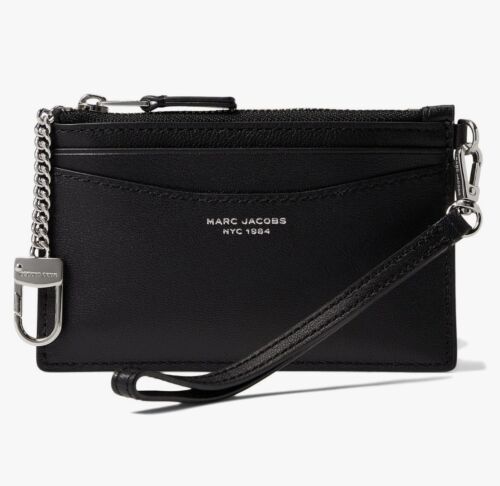 Marc Jacobs S176L03FA22-001 The Top Zip Wristlet Wallet Black Silver One Size