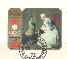 Q6490 - SHARJAH - BLOCCO FOGLIETTO USATO OLIMPIADI SAPPORO 20 DH - VEDI FOTO
