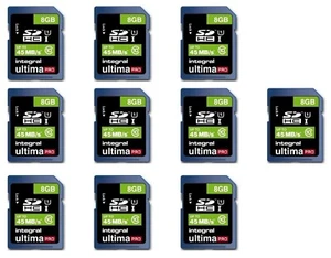 10 SD Card 8Gb Integral Ultima pro Classe 10 - Foto 1 di 1
