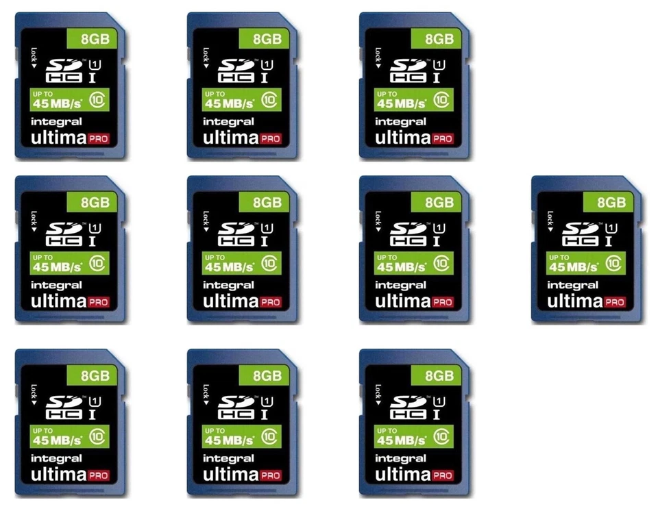 10 SD Card 8Gb Integral Ultima pro Classe 10 - Immagine 1 di 1