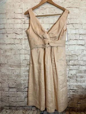 Vestido J Crew para mujer 8 rosa pálido y plata brillo lino torcido frente fiesta Foto 1 de 4
