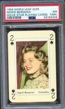 1959 Maple Leaf Gum Playing Card INGRID BERGMAN Actress Anastasia PSA 7 mk