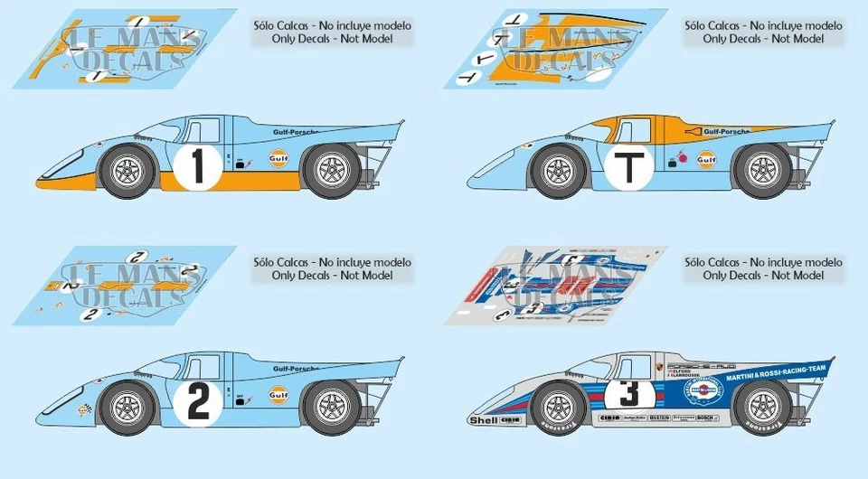 LE MANS DECALS Decals Porsche 917k Sebring 1971 1:32 1:24 1:43 1:18 slot 917 K Test calcas