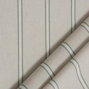 Columbia Stripe Green Fabric Linen Two Tone Cotton Curtains Cushions Upholstery - Picture 1 of 6