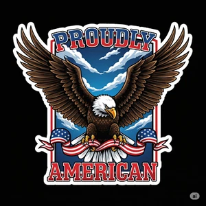 Bald Eagle Custom Sticker 4" x 7" Sheet Proudly American Flag Ribbon US USA - Picture 1 of 6