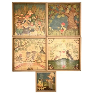 Vintage LOT OF 5 Sevi Antje Vogel Wooden Puzzles in Frames ~ Made In Italy - Picture 1 of 12