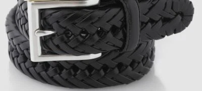 $39 Club Room мужской кожаный черный плетеный веб пряжка ремень США размер 32 * поврежден * - Изображение 1 из 3