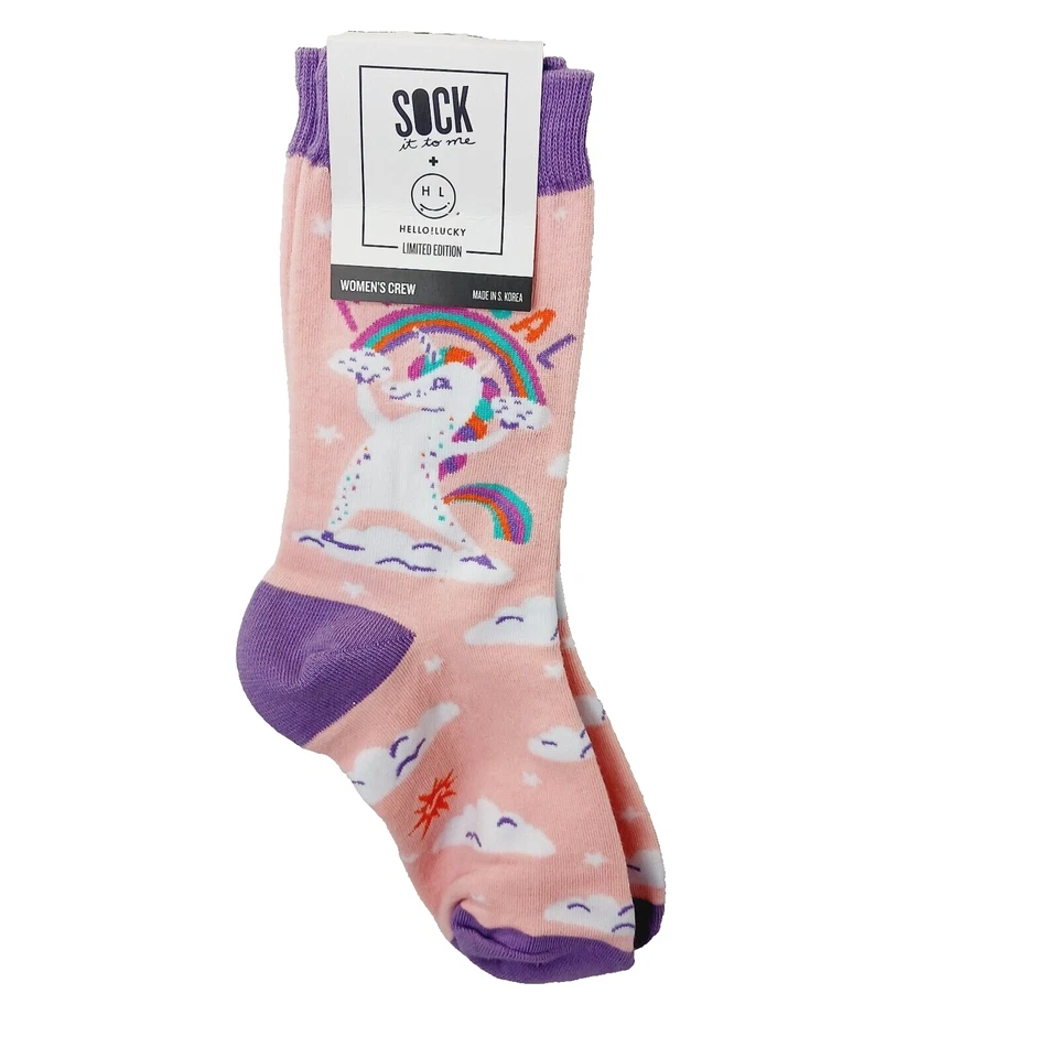 Sock It To Me Crew Women Boy Unicorn Magical Rainbow Cloud Star Horn NWT NEW - Image 1 of 4