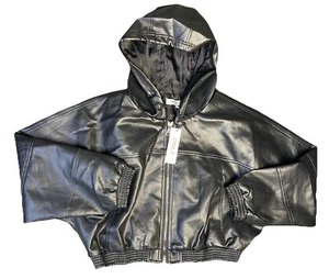 Only by 26 International Faux Leather Crop Hoodie Full Zip Jacket Womens Size XL - Picture 1 of 16