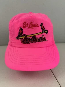 Vintage Pink Nylon St. Louis Cardinals MLB Snapback Baseball Hat - Picture 1 of 10