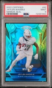 2022 Panini Certified #62 Jaylen Waddle Mirror Teal Football /50 MINT PSA 9