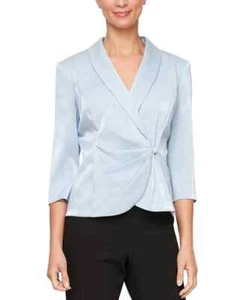 Alex Evenings Structured Shawl-Collar Blouse Women's XL Hydrangea Button Closure - Picture 1 of 17