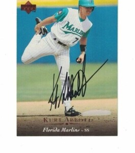 KURT ABBOTT SIGNED IP UPPER DECK #116 1995 FLORIDA MARLINS AUTO