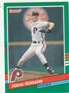FREE SHIPPING-MINT-1991 Donruss Jason Grimsley #653 PHILLIES PLUS BONUS CARDS - Picture 1 of 1