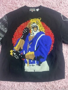 NWT Supreme Yohji Yamamoto Black Tekken Intarsia Knit Sweater Men's DS AUTHENTIC - Picture 1 of 7