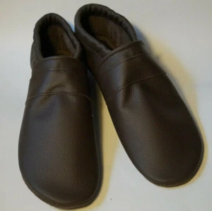 Lederpuschen Gr. 42, dunkelbraun , Hausschuhe , Echtleder , Gummizug - Bild 1 von 1