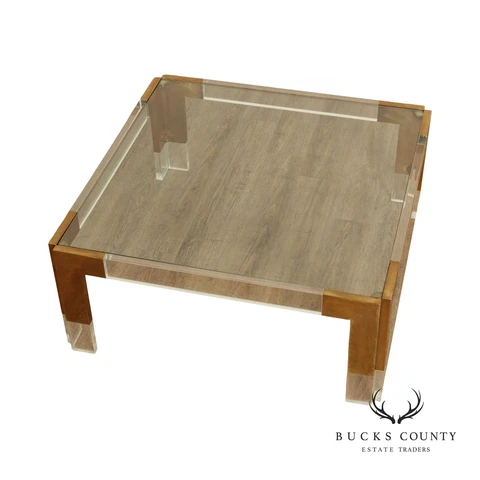 Contemporary Style Square Glass Lucite Square Coffee Table Cover