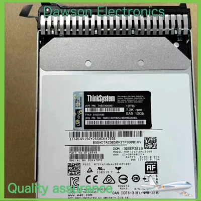 Lenovo 7XB7A00067 01GV180 12TB 12Gb/s SAS 3.5 Internal Hard Drive HDD NEW - Image 1 of 4