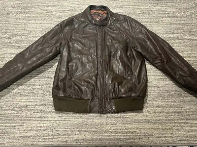 Chaqueta de bombardero de cuero marrón extra grande Eagle Point de colección con cremallera completa para hombre Foto 1 de 4
