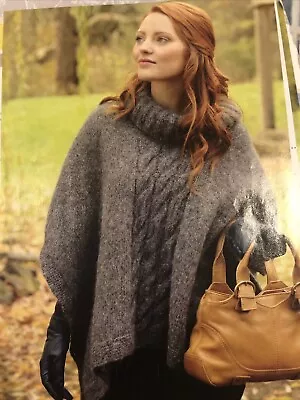 Poloneck Poncho Knitting Pattern, Martin Storey, Rowan, Cosy Cable Knit - Image 1 of 4