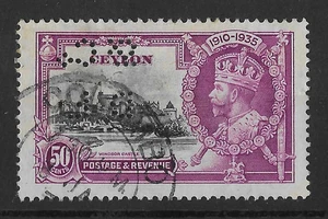 Ceylon 1935 50c Silber Jubiläum mit DF & Co Perfin - Bild 1 von 2
