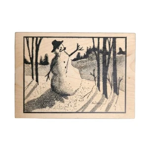 Wooden Stamp Snowman Christmas  Holiday Card Making Craft Paper Emboss Art - Picture 1 of 3