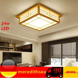 Lámpara de techo japonesa LED luz cálida iluminación madera lámpara de techo salón - Imagen 1 de 12
