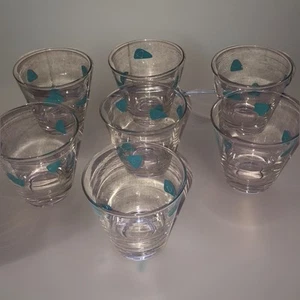 Vtg Federal Glass Atomic Amoeba Boomerang Cocktail Glasses Turquoise Clear (7) - Picture 1 of 16
