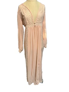 Forever 21 Long Blush Pink Coral Duster Open Front Lace details Stunning NWT Med - Picture 1 of 6