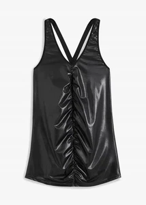 Wetlook-Kleid Gr. 48/50 Schwarz Damen Nachthemd mit Raffungen Neu - Bild 1 von 1