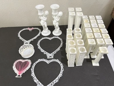 Wedding Cake Decor Mix Lot Roman Columns Topper Decorating White Grecian Pillars - Image 1 of 4