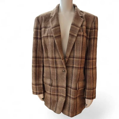 Lauren Ralph Lauren womens 16W Wool Blazer Jacket Plaid Lined Pockets equestrian - Image 1 of 4