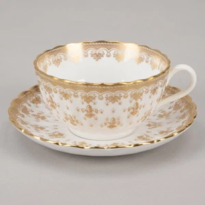 2" Cup with Saucer, Fleur de Lys Gold by Spode - Picture 1 of 8