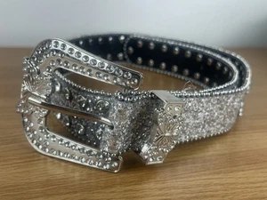 Rhinestone Belt Womens Wide Rodeo Embellishments Western Bling EUC - Picture 1 of 20