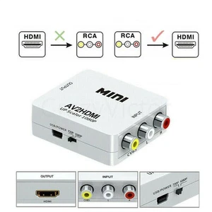 AV2HDMI Composite AV CVBS 3RCA to HDMI 1080p Converter Adapter Video Upscaler HD - Afbeelding 1 van 9