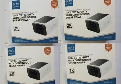 Eufy SoloCam S220 2K Wi-Fi Outdoor Solar Bullet Camera - White (Set of 4) - Image 1 of 2