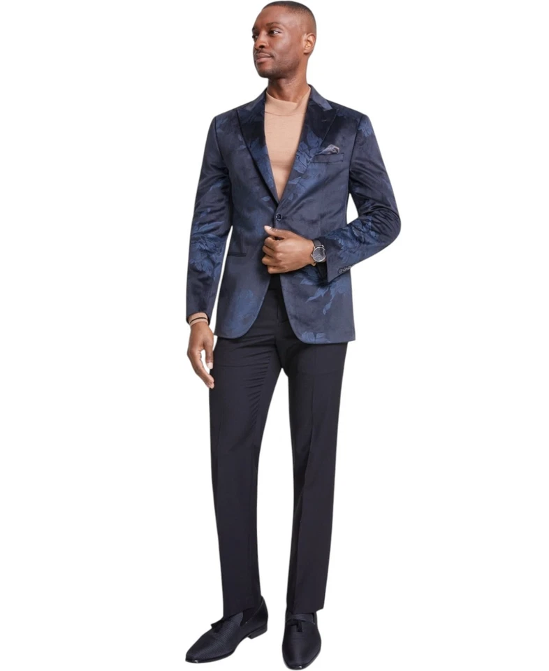 Tallia Mens Slim fit Sport Coat Blazer 38 R Black Floral - Image 1 of 1