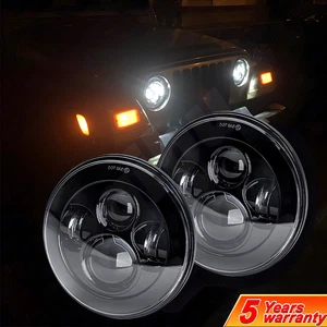 Pair 7" Round LED Headlights High Low Beam for Jeep Wrangler JK TJ LJ CJ Trucks - Bild 1 von 10