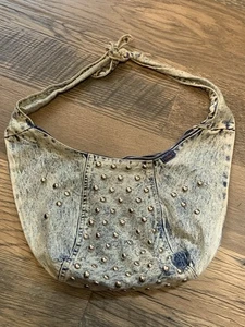 Vintage Studded Shane Light Wash Denim Purse Bag - Picture 1 of 5