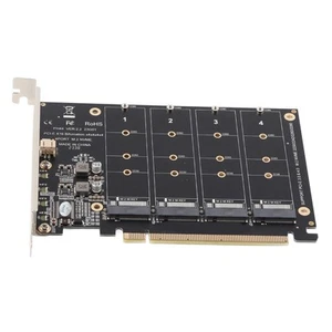 M.2 NVME SSD To PCIE X16 Adapter 4 Port High Speed 4x32Gbps Soft Card W CHU - Picture 1 of 22