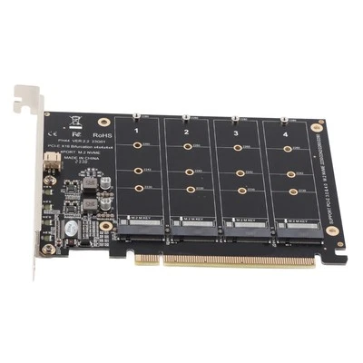 M.2 NVME SSD To PCIE X16 Adapter 4 Port High Speed 4x32Gbps Soft Card W CHU - Image 1 of 4