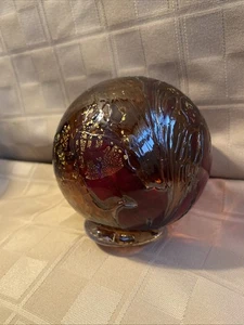 Kunstglas mundgeblasene Kugel braun/bernstein Vintage - Bild 1 von 13