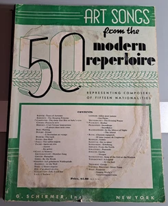 50 Art Songs from the Modern Repertoire 1939 G.Schirmer Sheet Music Book - Bild 1 von 5